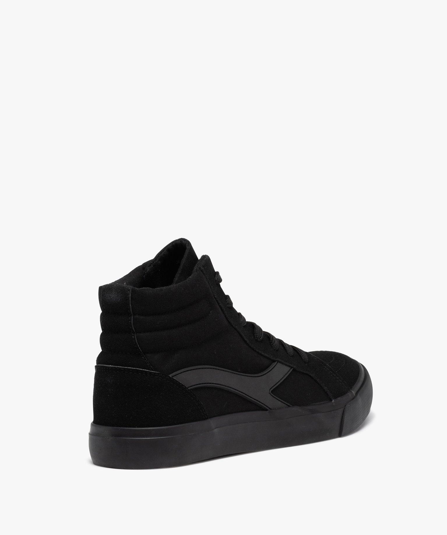 Baskets homme mid-cut en toile et suédine unie noir | GEMO