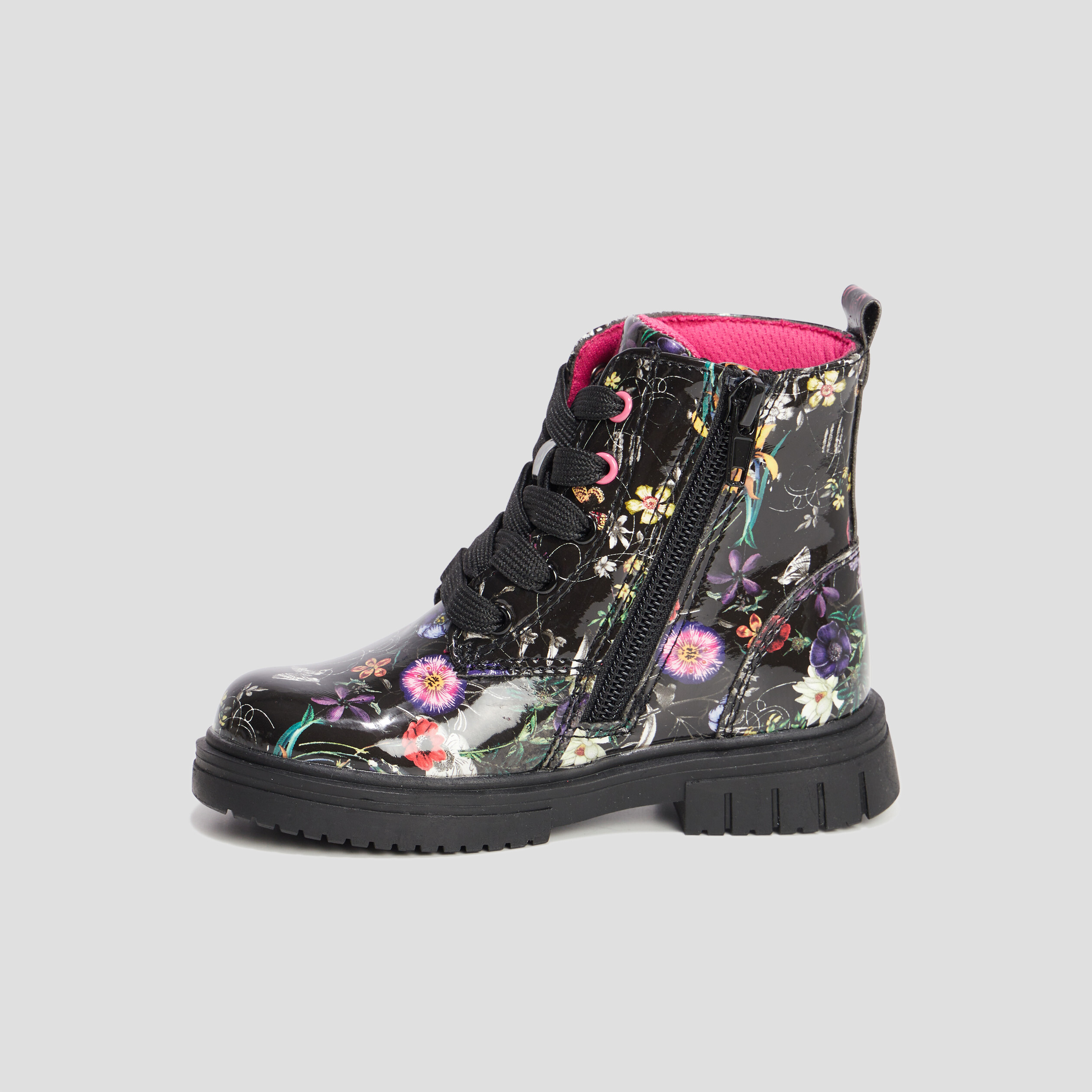 Bottines vernies crantées noir fille | La Halle