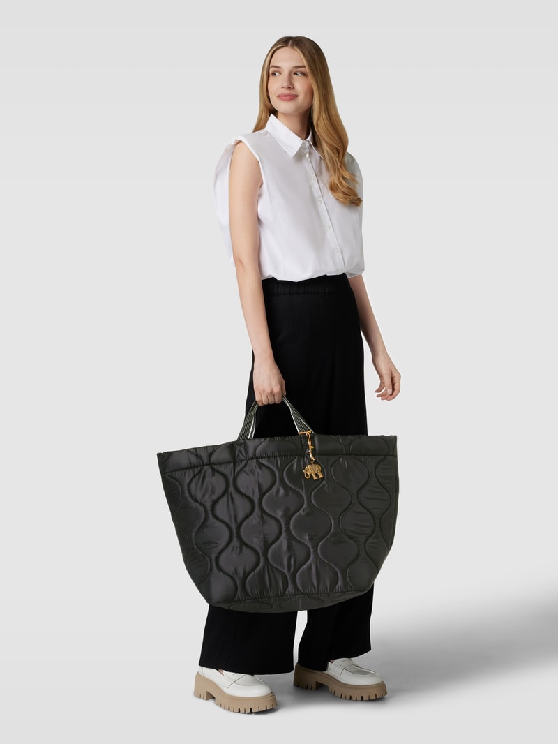 Shopper mit Steppnähten Modell 'QULITED' in schwarz