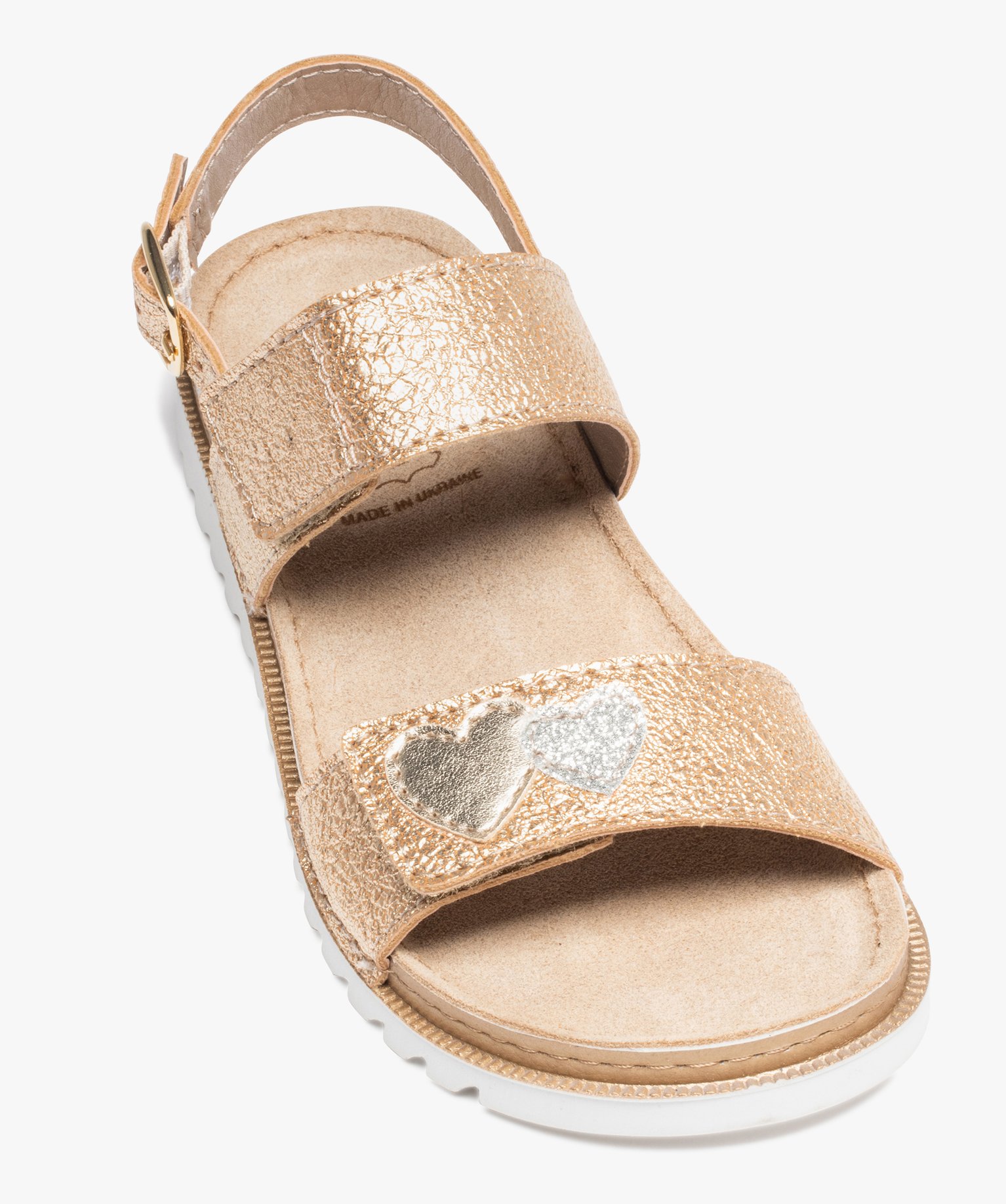 Sandales fille à brides irisées avec scratch or | GEMO