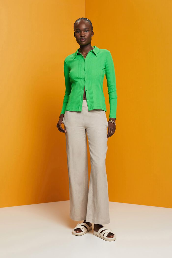 Pull-on-Leinenhose mit weitem Bein