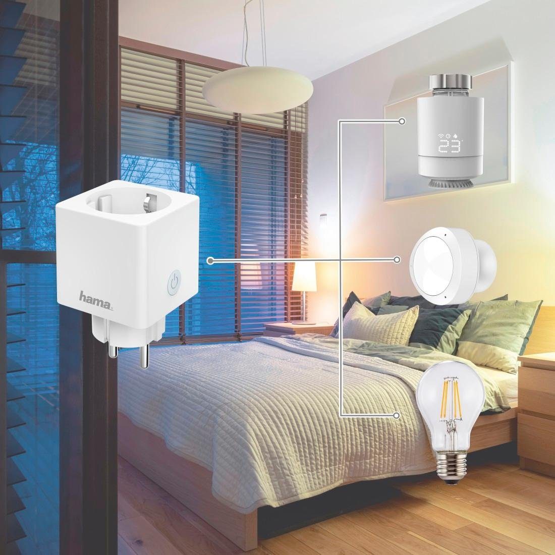 Hama WLAN-Steckdose WLAN Mini Steckdose ohne Hub 3680W, weiß, max. 3680 W, für App-und Sprachsteuerung