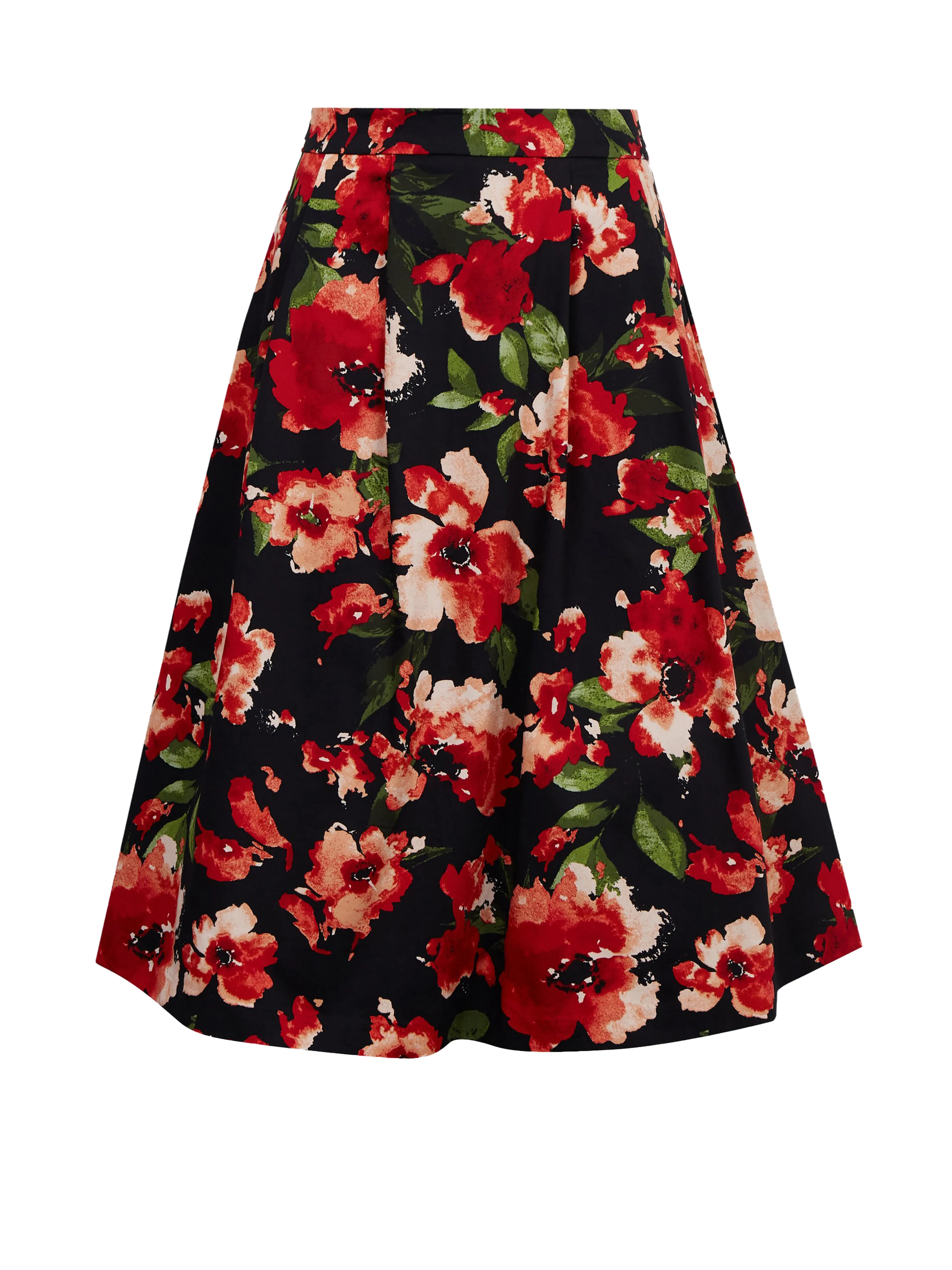 Rot-schwarzer Damen Blumenrock ORSAY