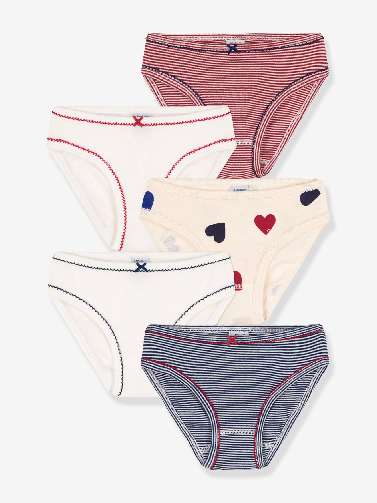 Lot de 5 culottes en coton bio PETIT BATEAU blanc