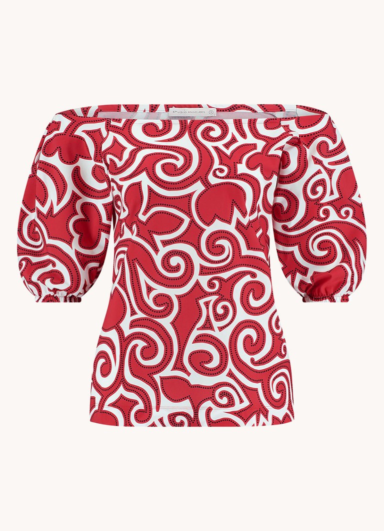 Top a spalle scoperte con stampa tulipani Manon di Studio Anneloes
