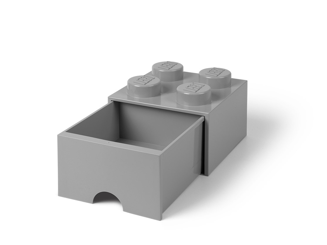 LEGO® mittelgroßer Aufbewahrungsstein mit 4 Noppen und Schubfach in Steingrau 5005713