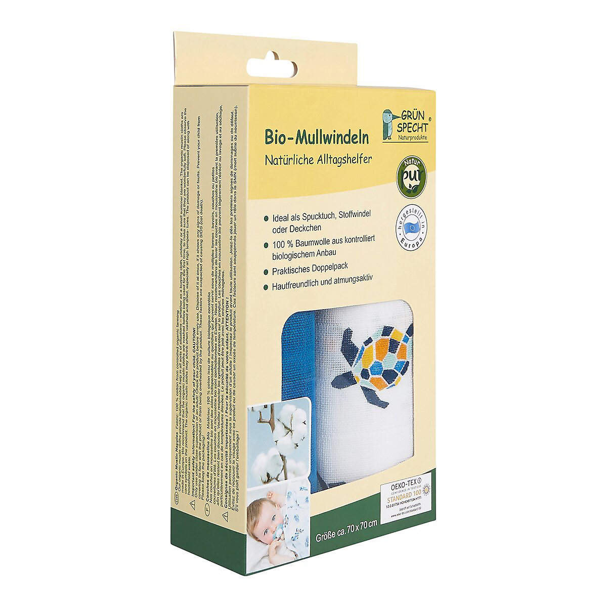 2er-Pack Bio-Mullwindeln 70x70cm