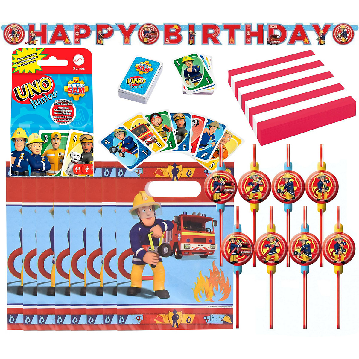Kinderparty-Set Feuerwehrmann Sam - Kindergeburtstags-Set (38-teilig)