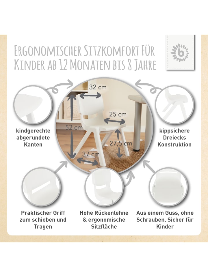 Bieco Spielwaren Kinderstuhl bis 80 kg belastbar in Weiß günstig kaufen onesize