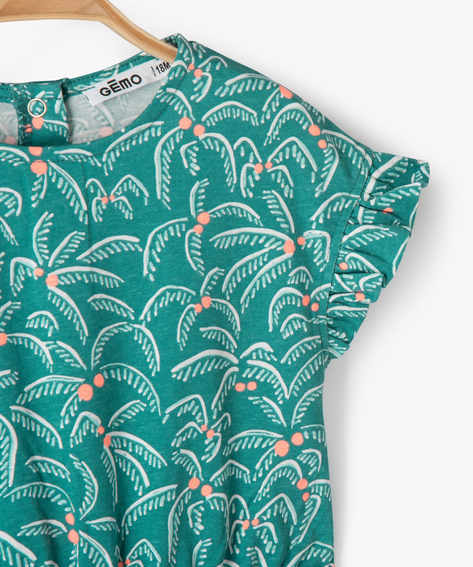 Robe bébé fille effet 2 en 1 avec motifs palmiers vert | GEMO