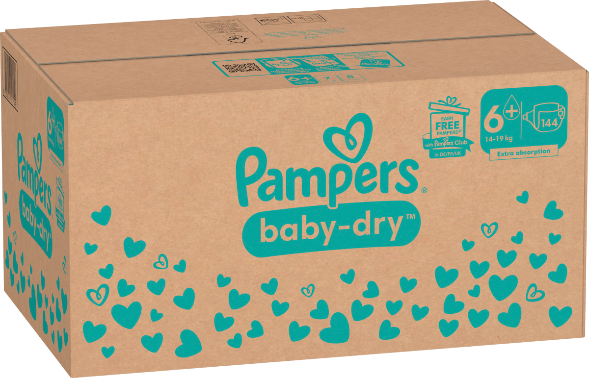 Windeln Baby Dry Gr.6+ Extra Large (14-19 kg), Monatsbox, 144 St