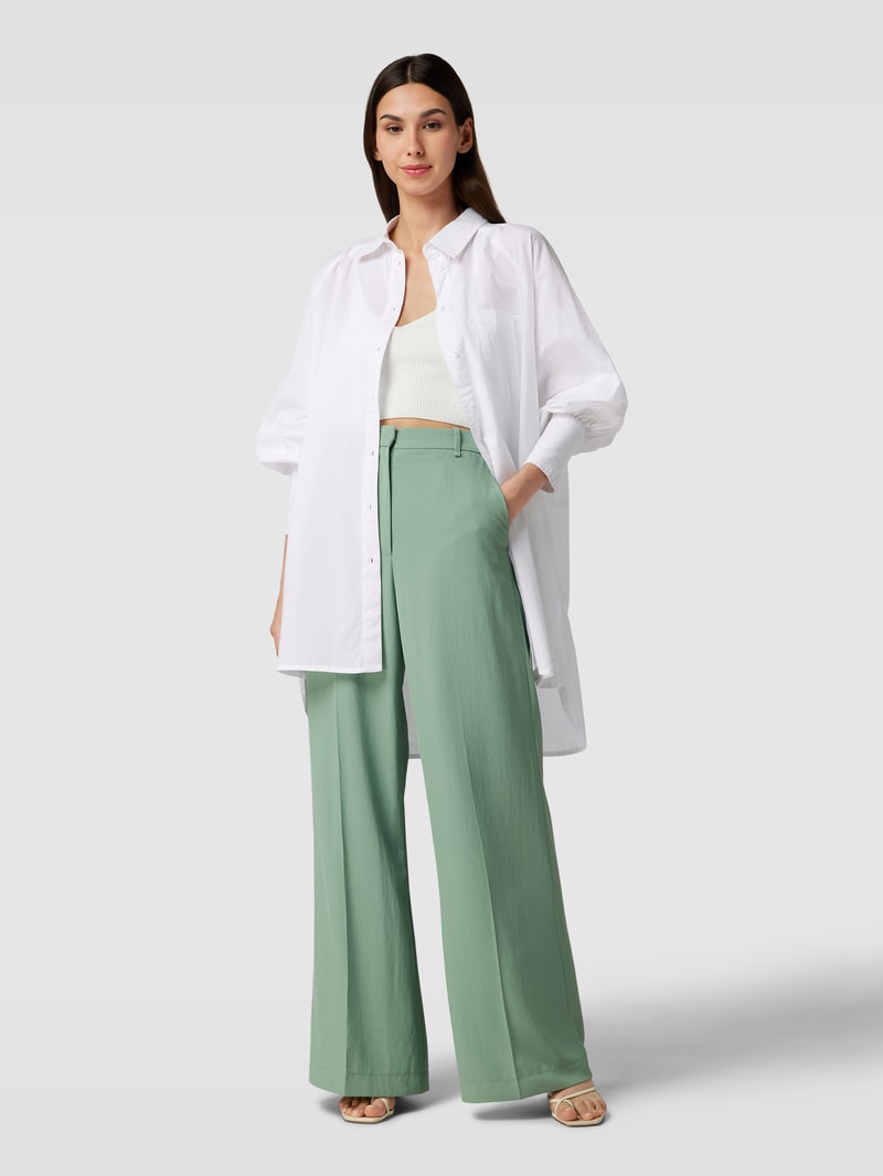 Longbluse mit Umlegekragen in weiß