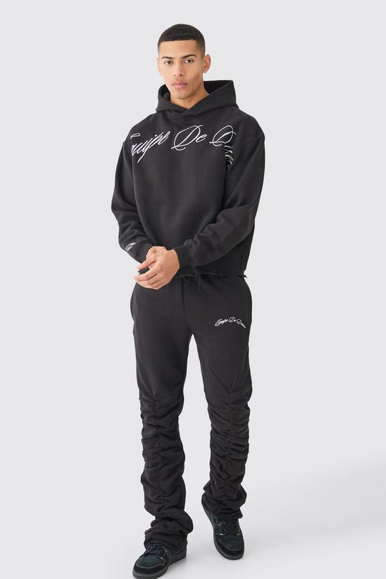 Kastiger Oversize Trainingsanzug mit Stickerei