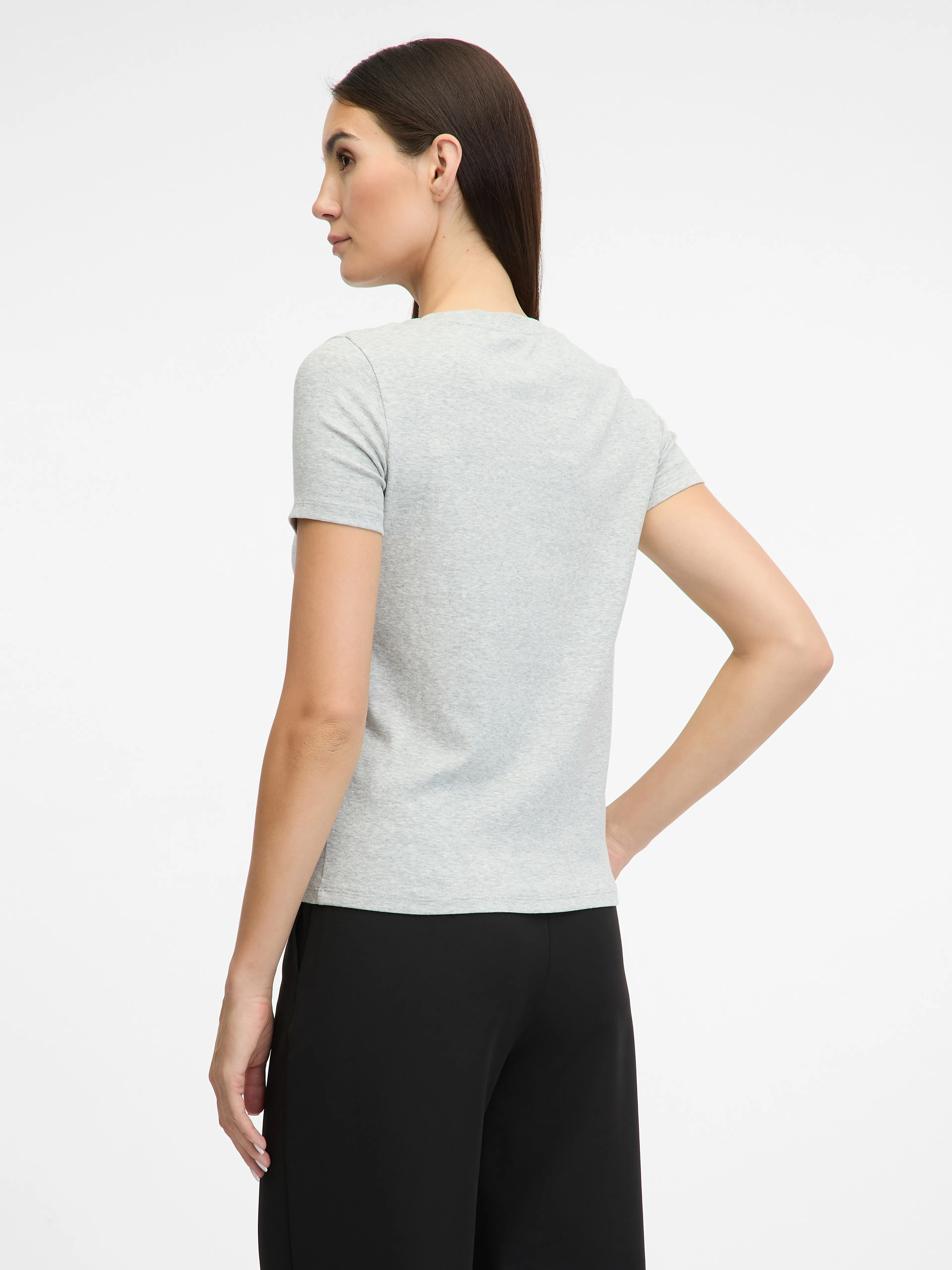 Hellgraues Damen-Kurzarm-T-Shirt ORSAY