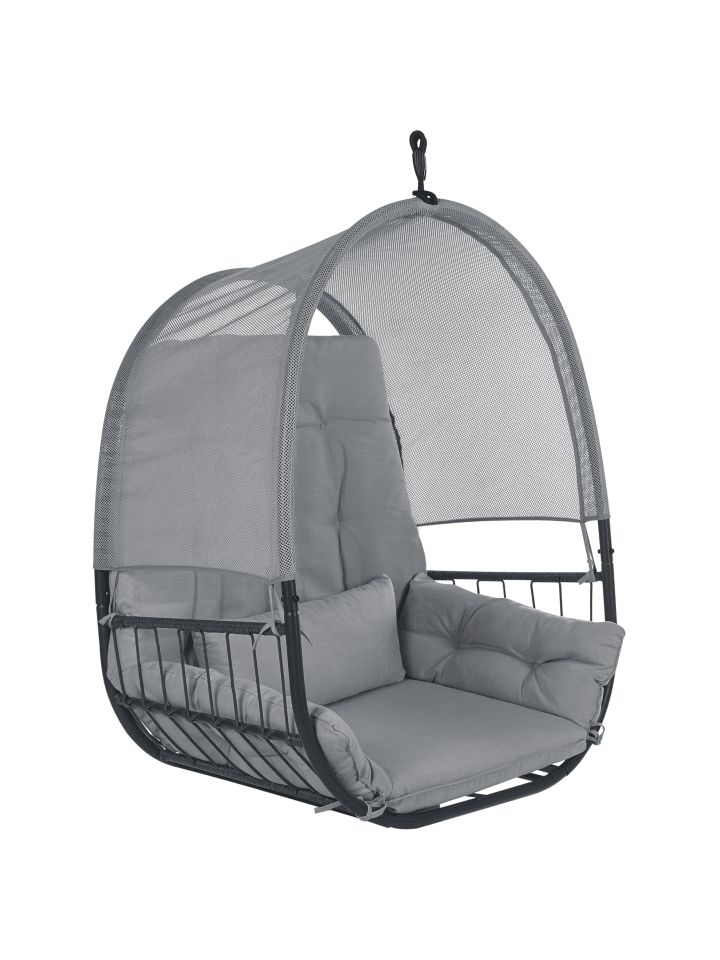 Beliani Hängesessel ALVIANO in Grau - (W) 98 x (H) 196 x (L) 136 cm günstig kaufen onesize