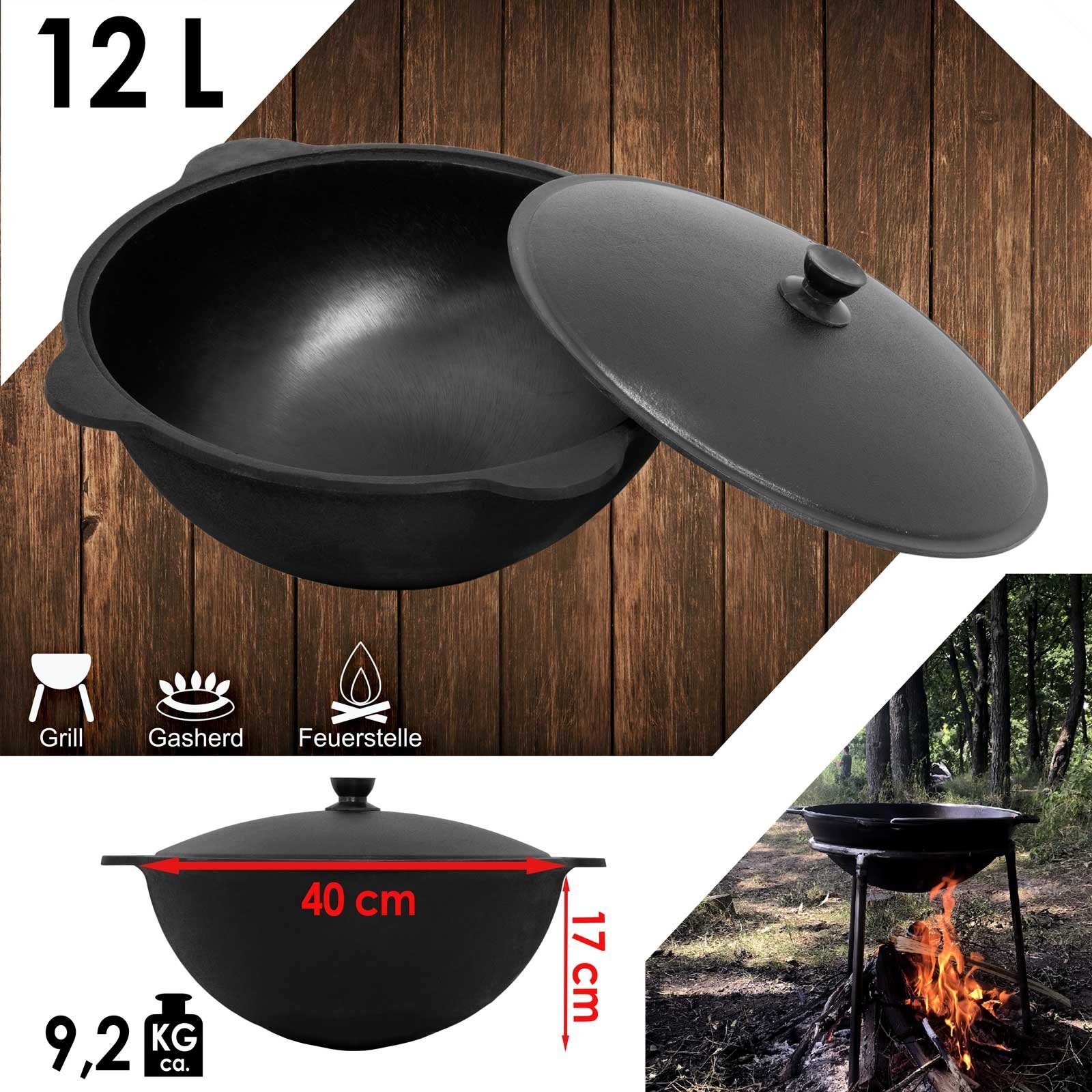Feuerstelle Ø40 2mm stahl Utschak Campingofen 12L Kazan Rund, (Kasan Feuerstelle Feldküche Außenküche Eintopfofen Gulaschkanone Uchag)