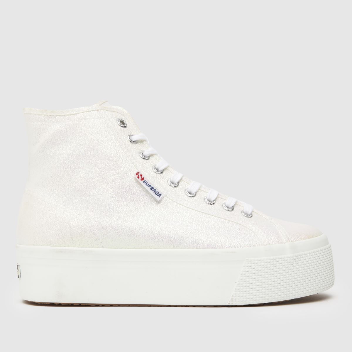Superga 2708 – Vita höga sneakers med lame-motiv