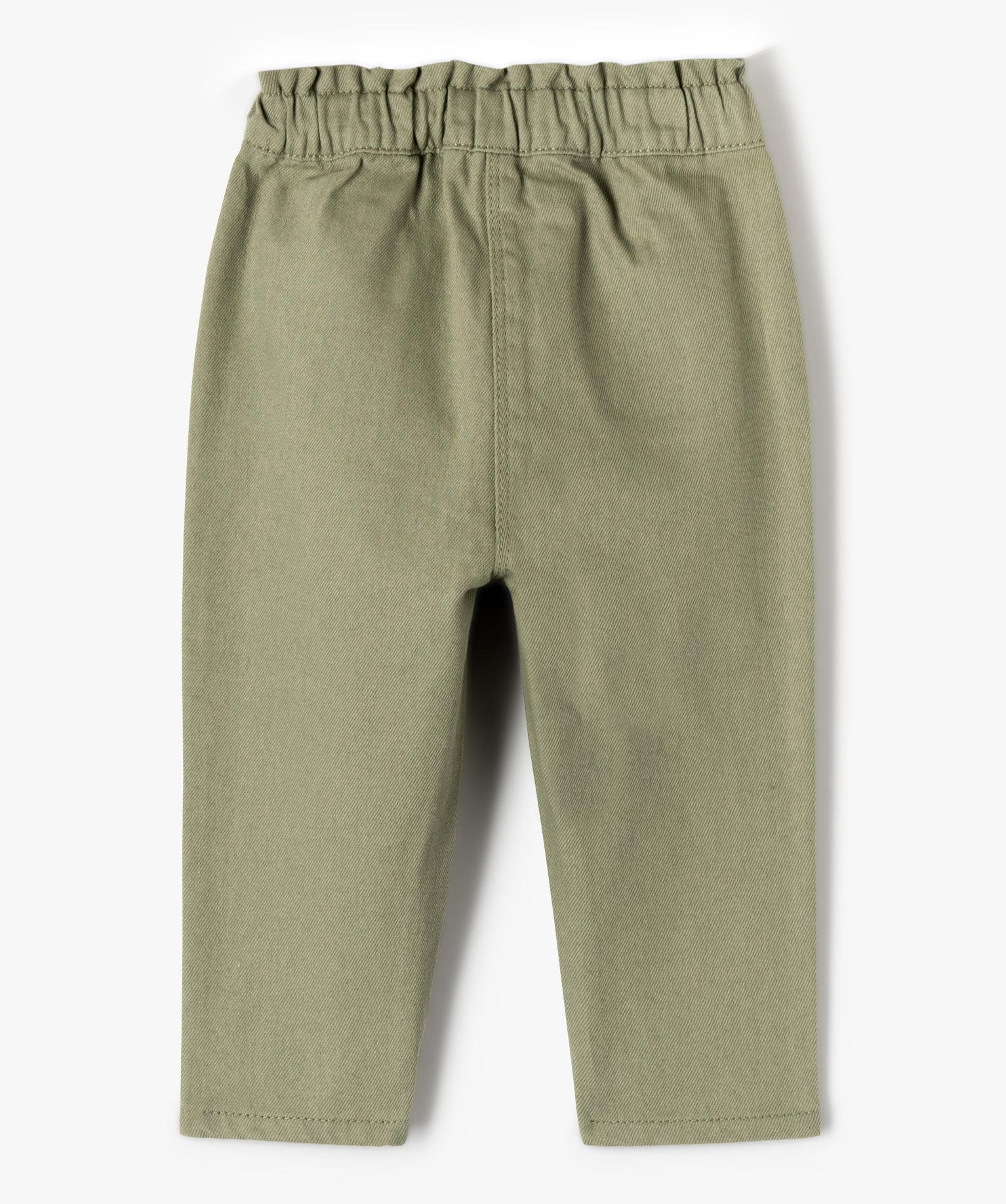 Pantalon bébé fille coupe carotte en denim coloré kaki | GEMO