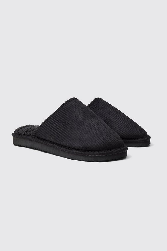 Offene Cord-Hausschuhe