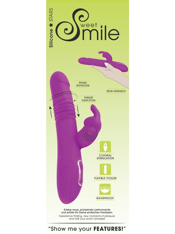 Sweet Smile Vibrator mit Stoßfunktion Thrusting Rabbit in pink günstig kaufen 26 cm