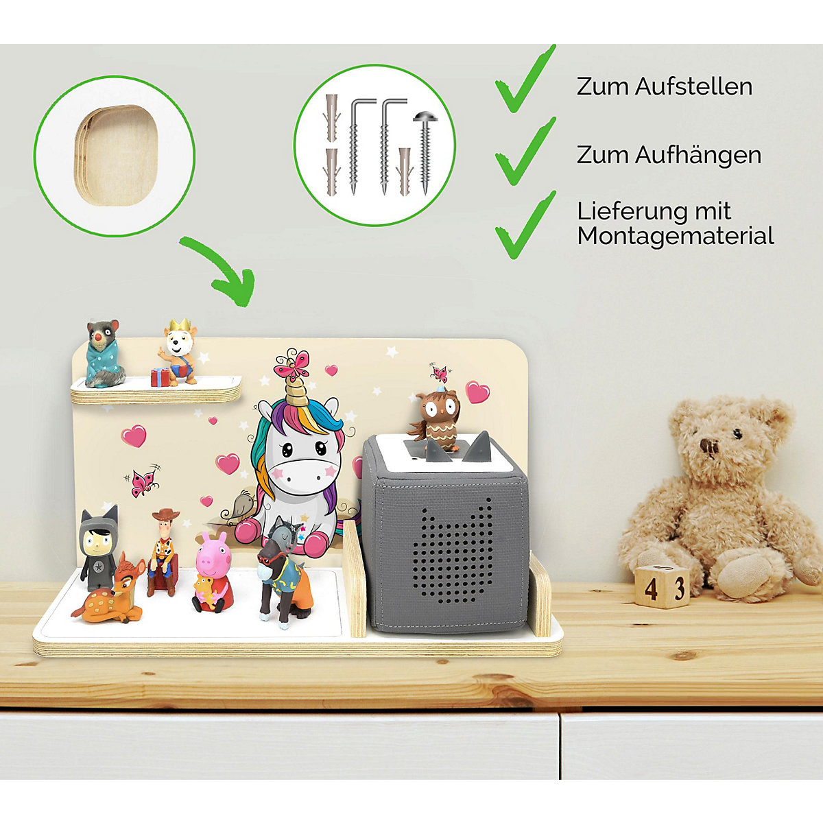 Regal für Musikbox Einhornbaby, klein - geeignet für Toniebox