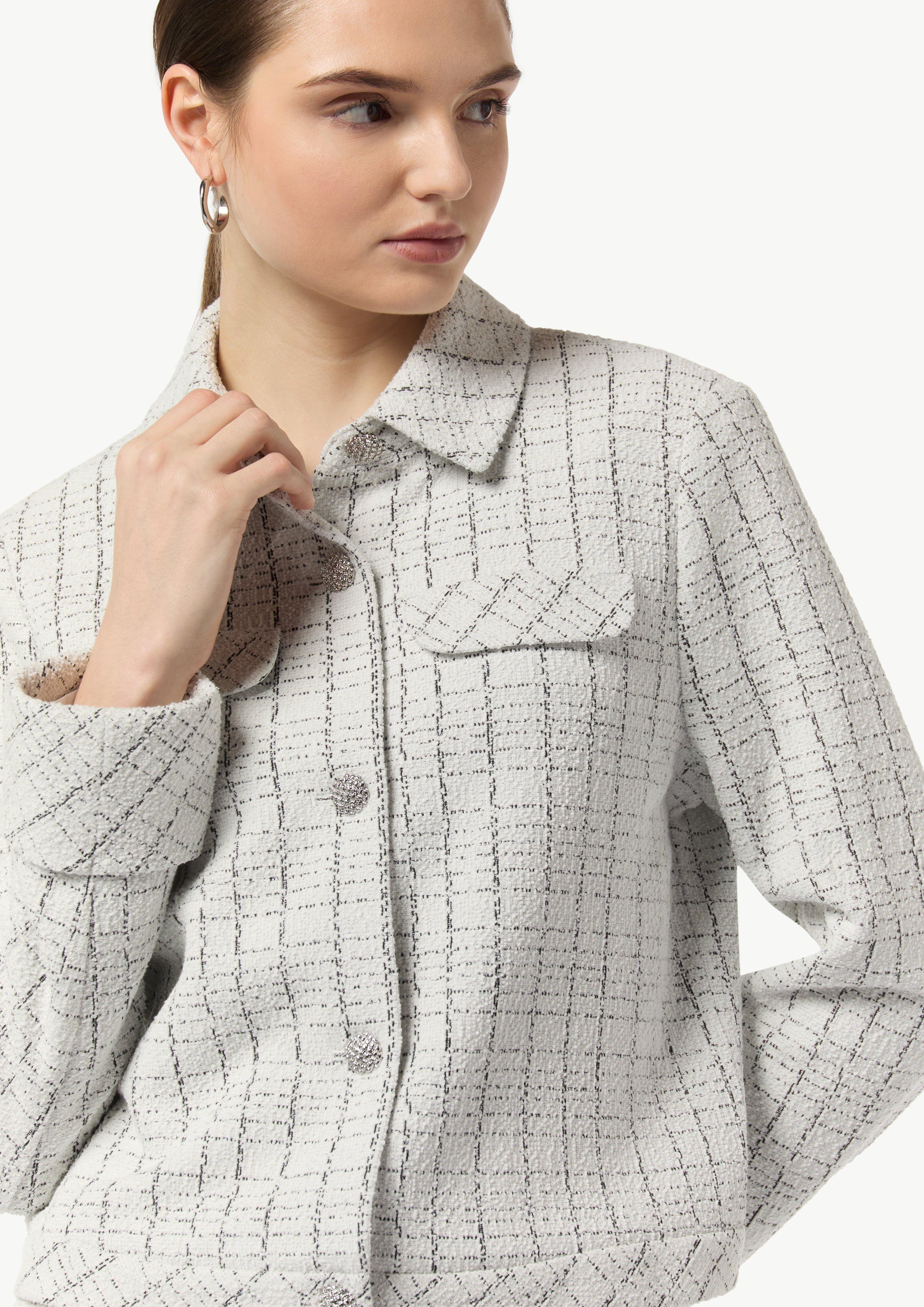 Bouclé-Jerseyjacke mit Metallic-Garn - hellgrau