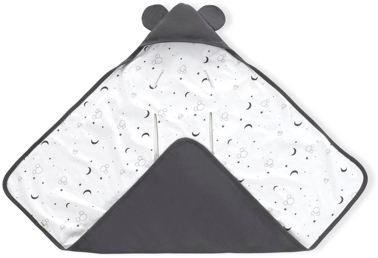 Babydecke Baby Einschlagdecke, Snuggle N Dream Mickey Mouse Anthracite, Hauck, mit Kapuze