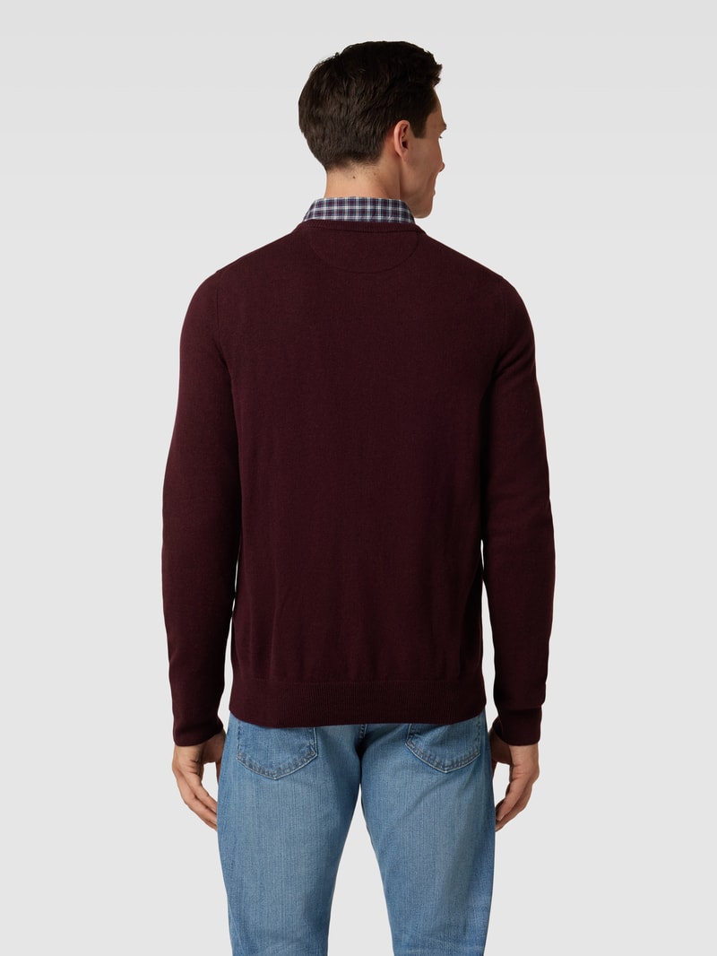 Strickpullover aus Wolle mit Logo-Stitching in bordeaux rot