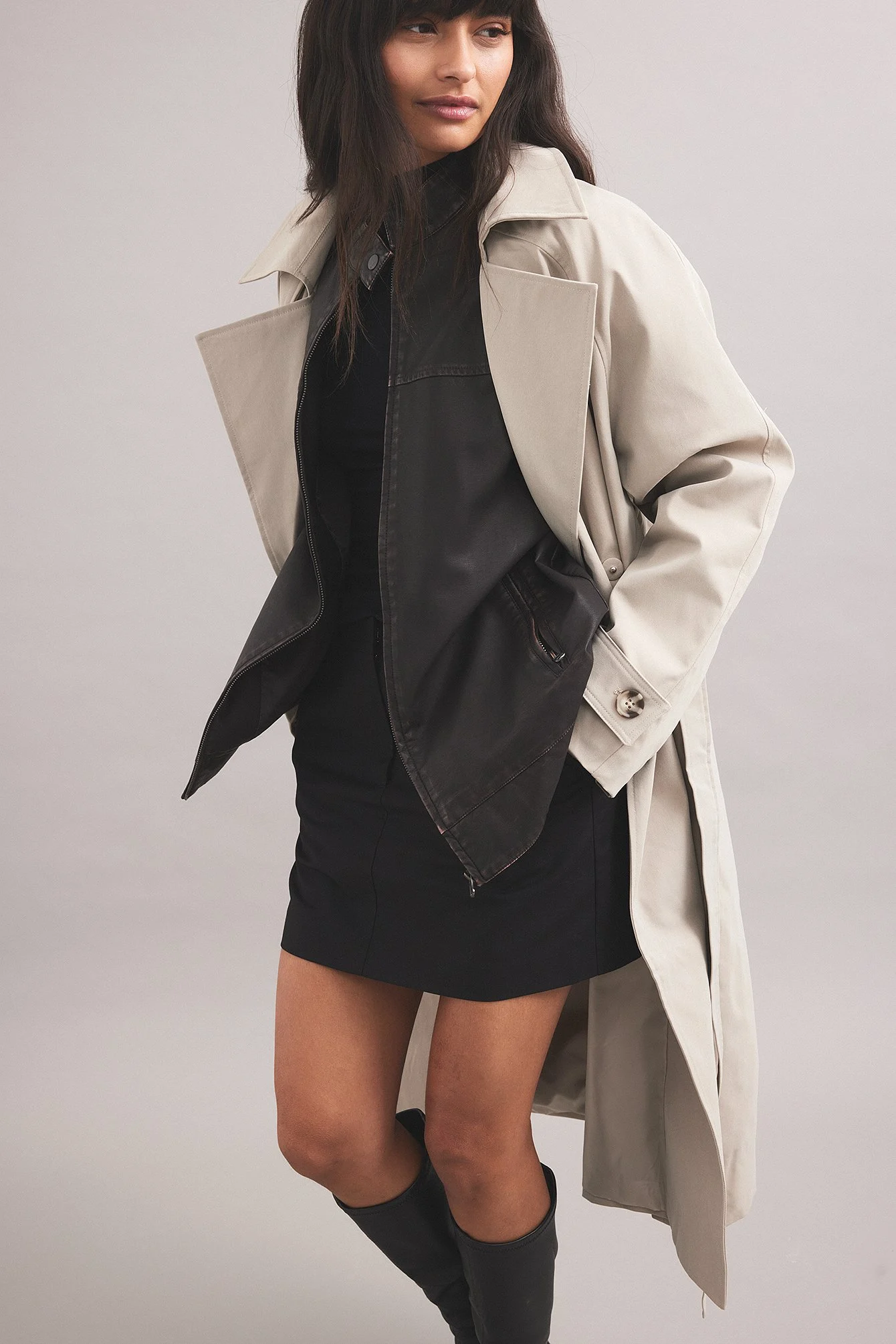 Kurze PU-Bikerjacke