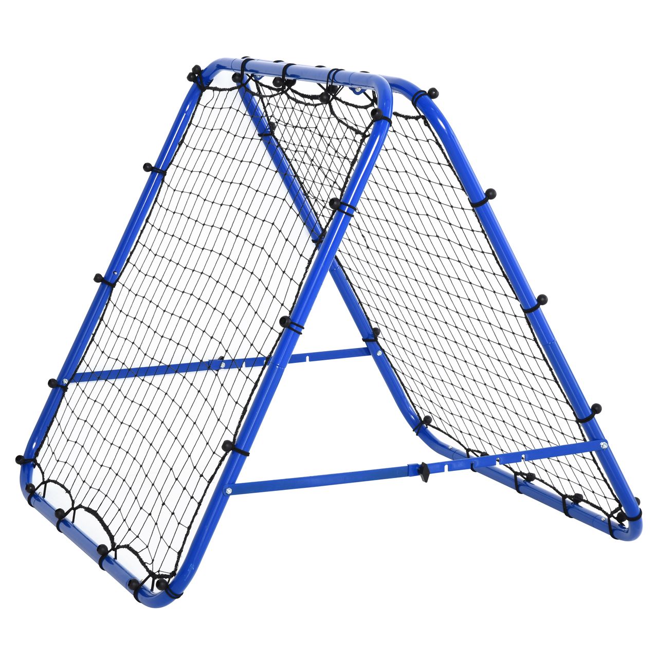 DURHAND HOMCOM Fußball Rebounder Kickback Tor beidseitiger Rückprallwand Netz Stahl