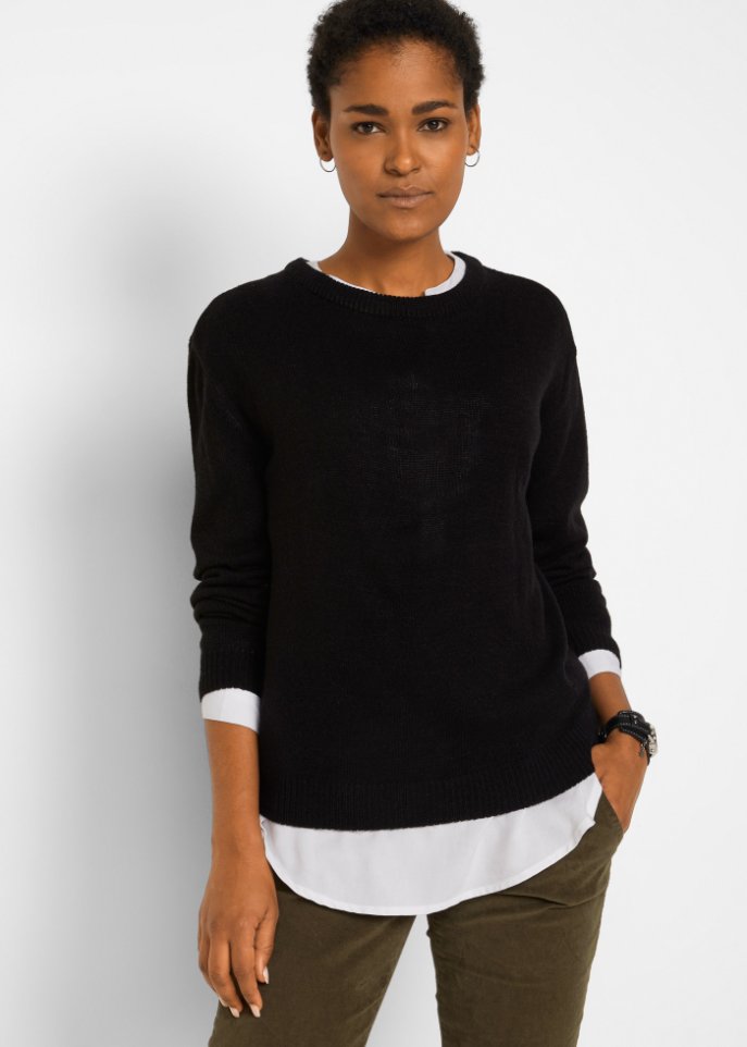 Strick-Pullover mit Rundhals-Ausschnitt