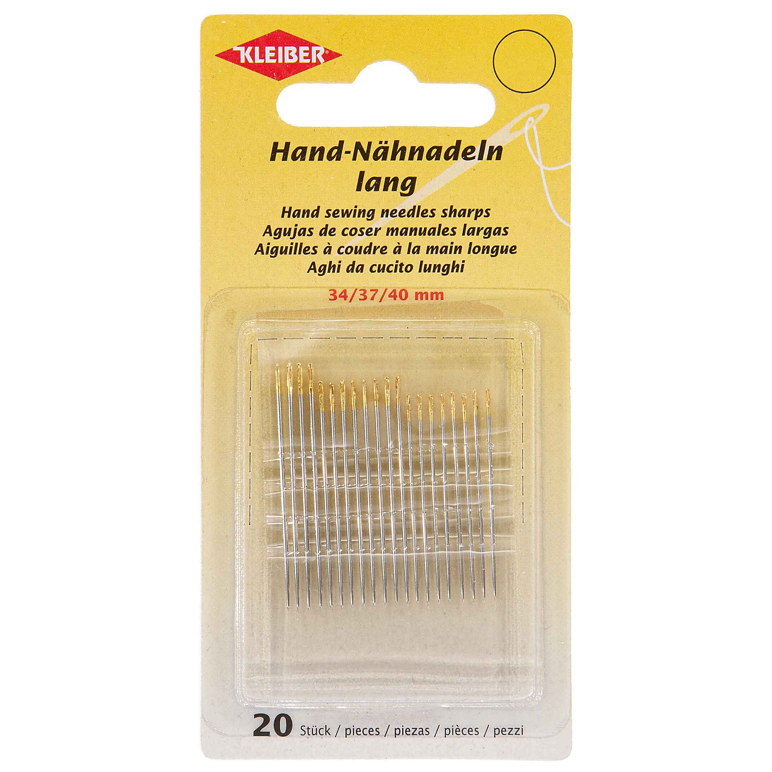 Kleiber Nähnadeln, Stärke: 0,6–0,75 mm, Länge: 3,4–4 cm, 20 Stück