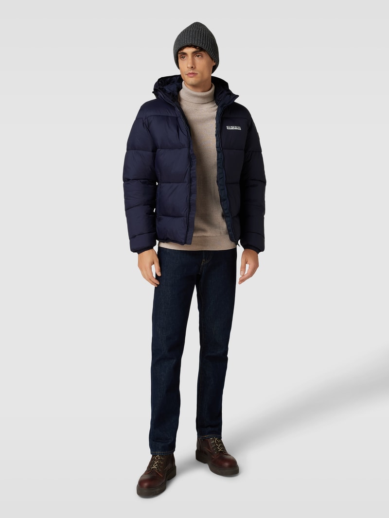Steppjacke mit Kapuze Modell 'A-SUOMI' in marineblau