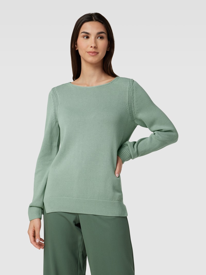 Strickpullover mit U-Boot-Ausschnitt in schilf