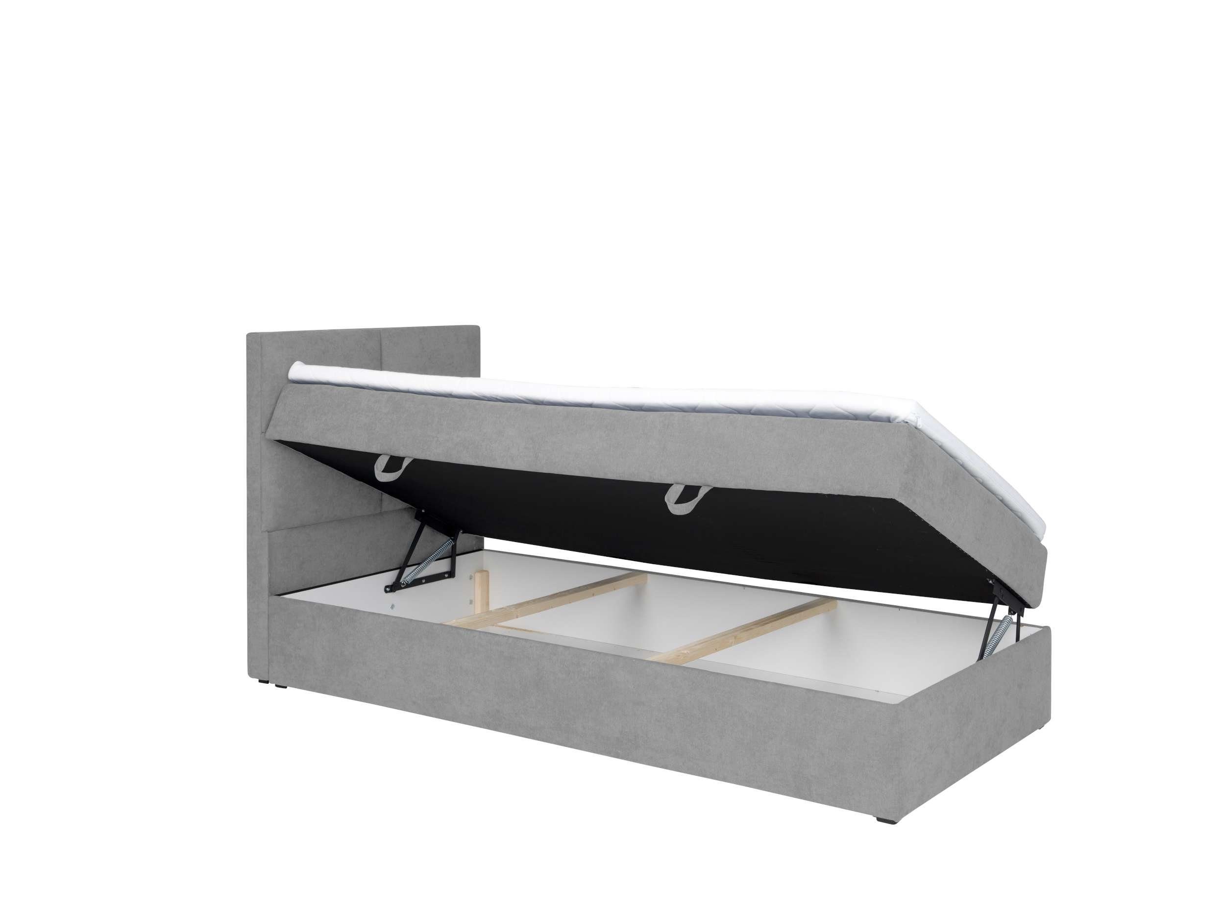 Stylefy Boxspringbett Larni (Schlafzimmerbett, Bett), 70/80/90/100 x 200 cm, mit Topper, Kopfteil gepolstert, Bettkasten, mit Bonellfederkern, Modern Design