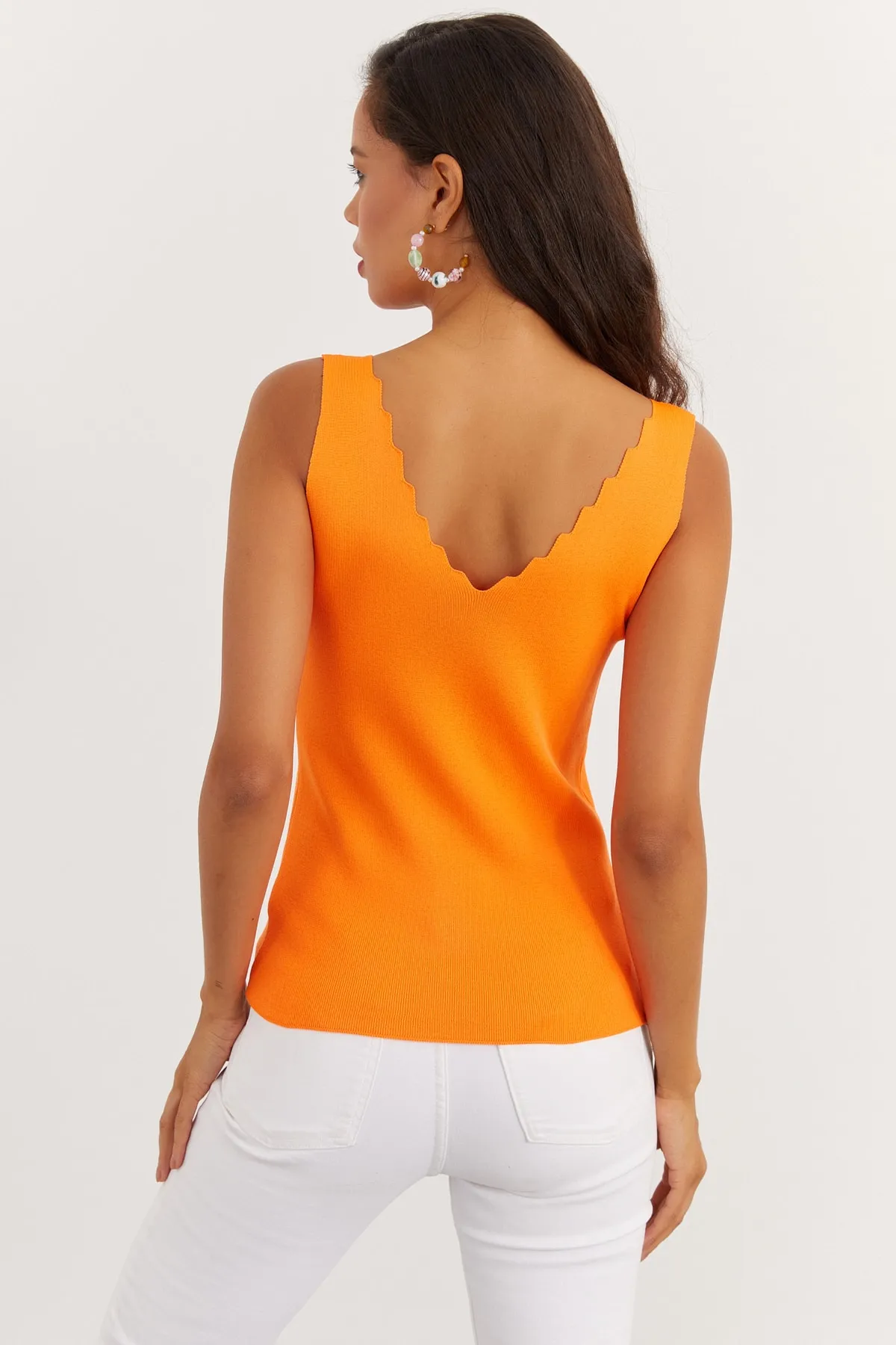 Cool & Sexy  Damen-Strickbluse mit Leiterkragen in Orange YV83