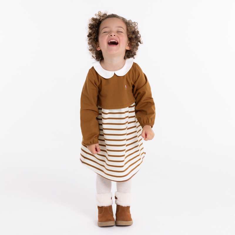 Robe 2 en 1 en molleton marron bébé fille