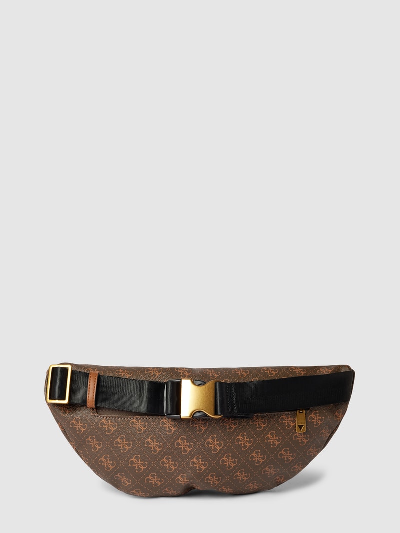 Bauchtasche mit Allover-Logo Modell 'VEZZOLA' in cognac