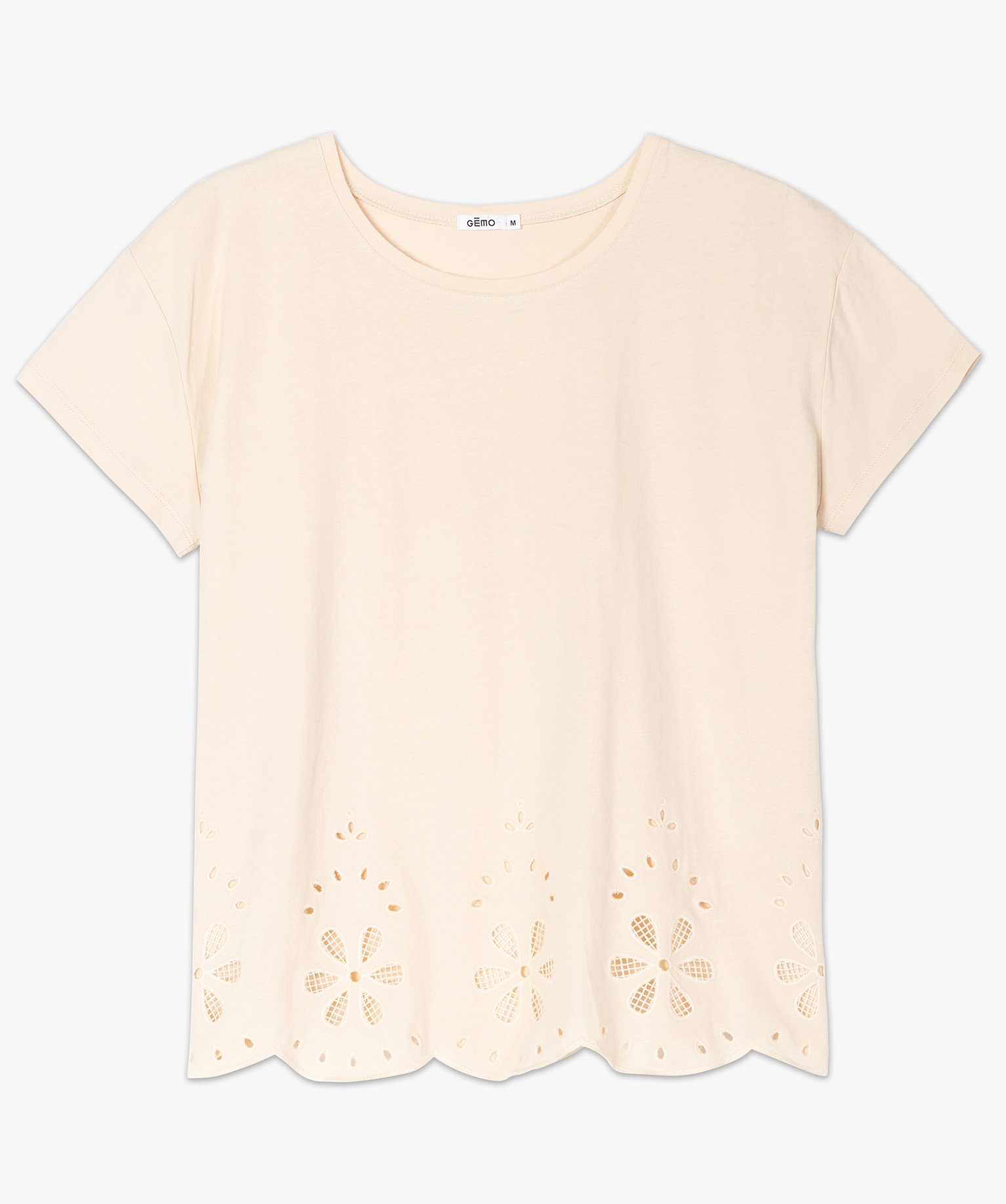 Tee-shirt femme à manches courtes avec bas brodé | GEMO