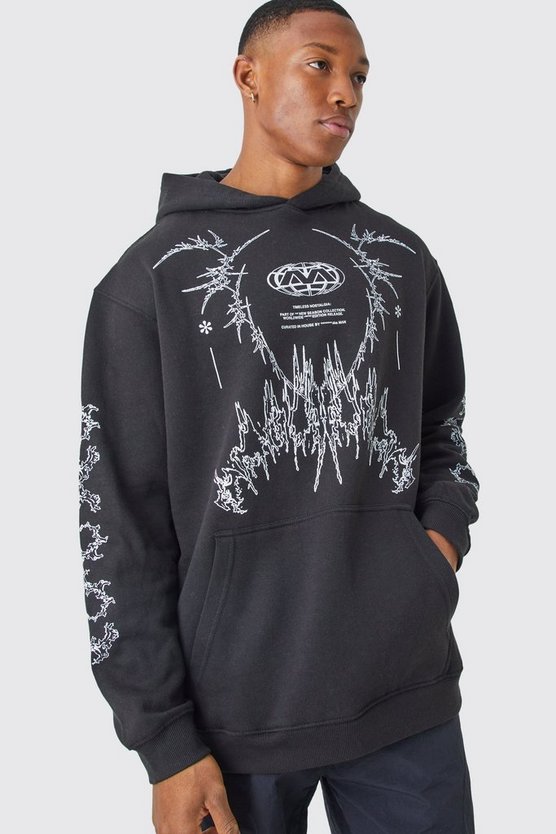 Oversize Hoodie mit Ärmel-Print