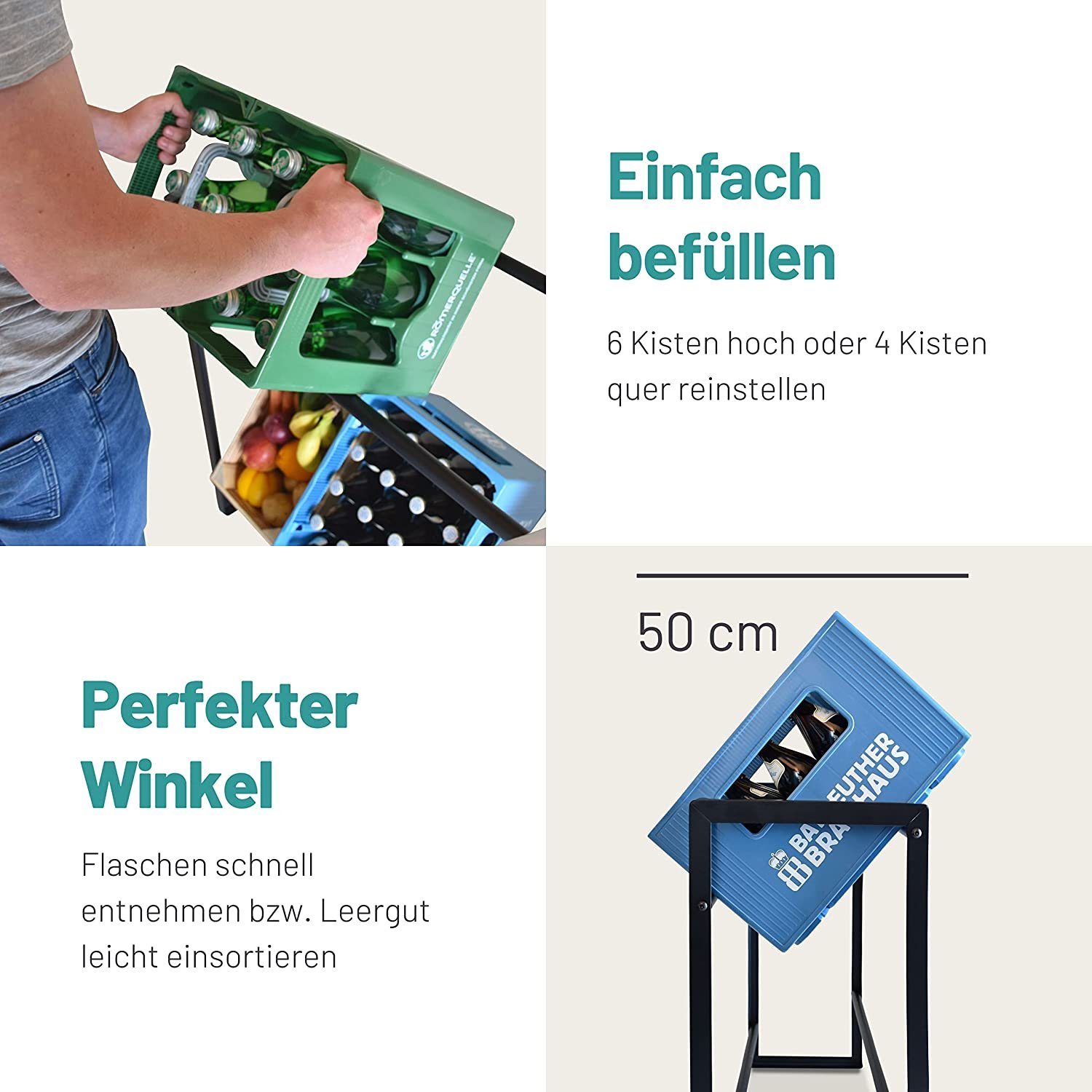 D&D Living Flaschenregal Getränkekistenregal, freistehend & stabil, Metall, 104 x 32 x 82 cm