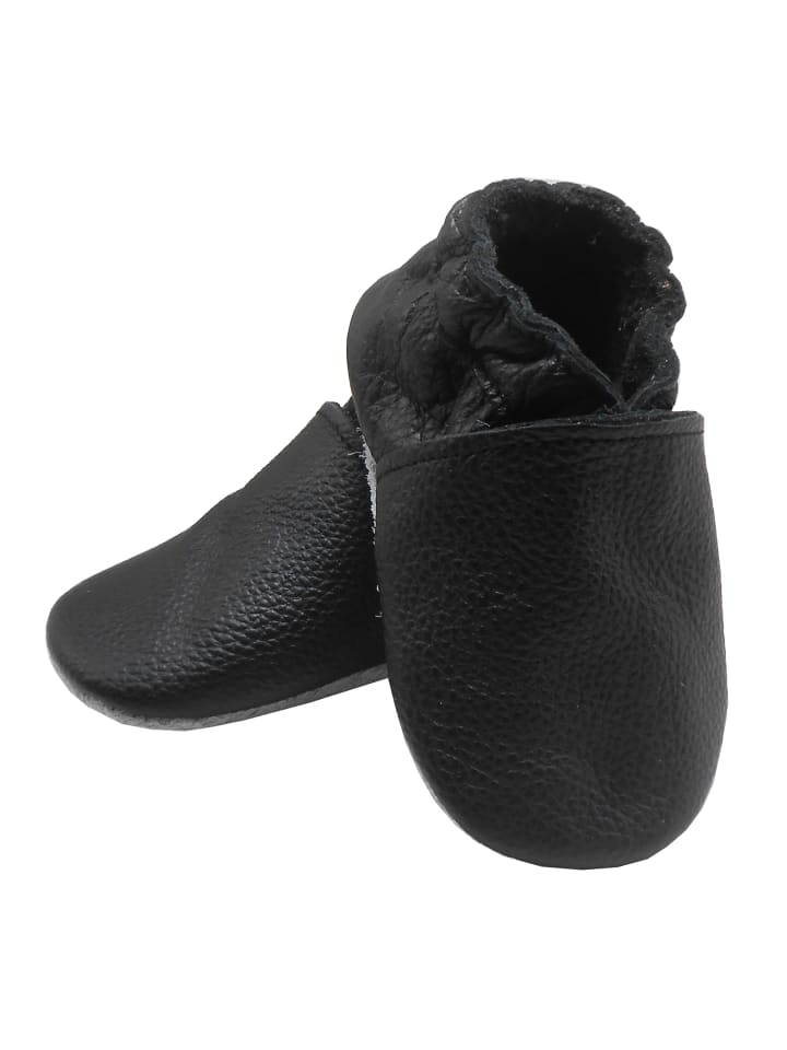 Yalion Leder-Krabbelschuhe in Schwarz günstig kaufen