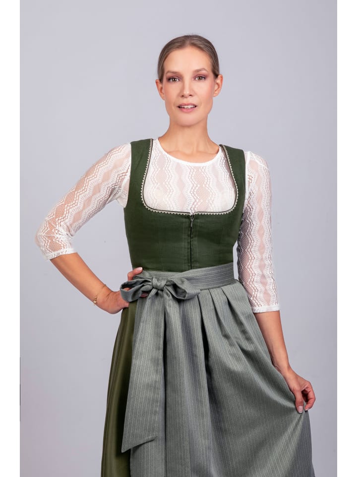Edelnice Midi Dirndl Anni Leinen in grün günstig kaufen