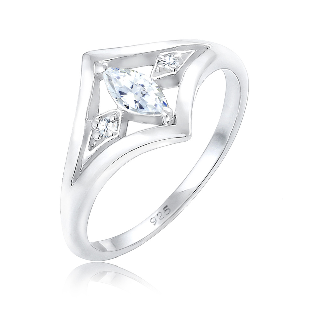 Elli Elli Bague Fiançail Femme Élegante avec Pierre de Zircone en Argent Sterling 925 Bague