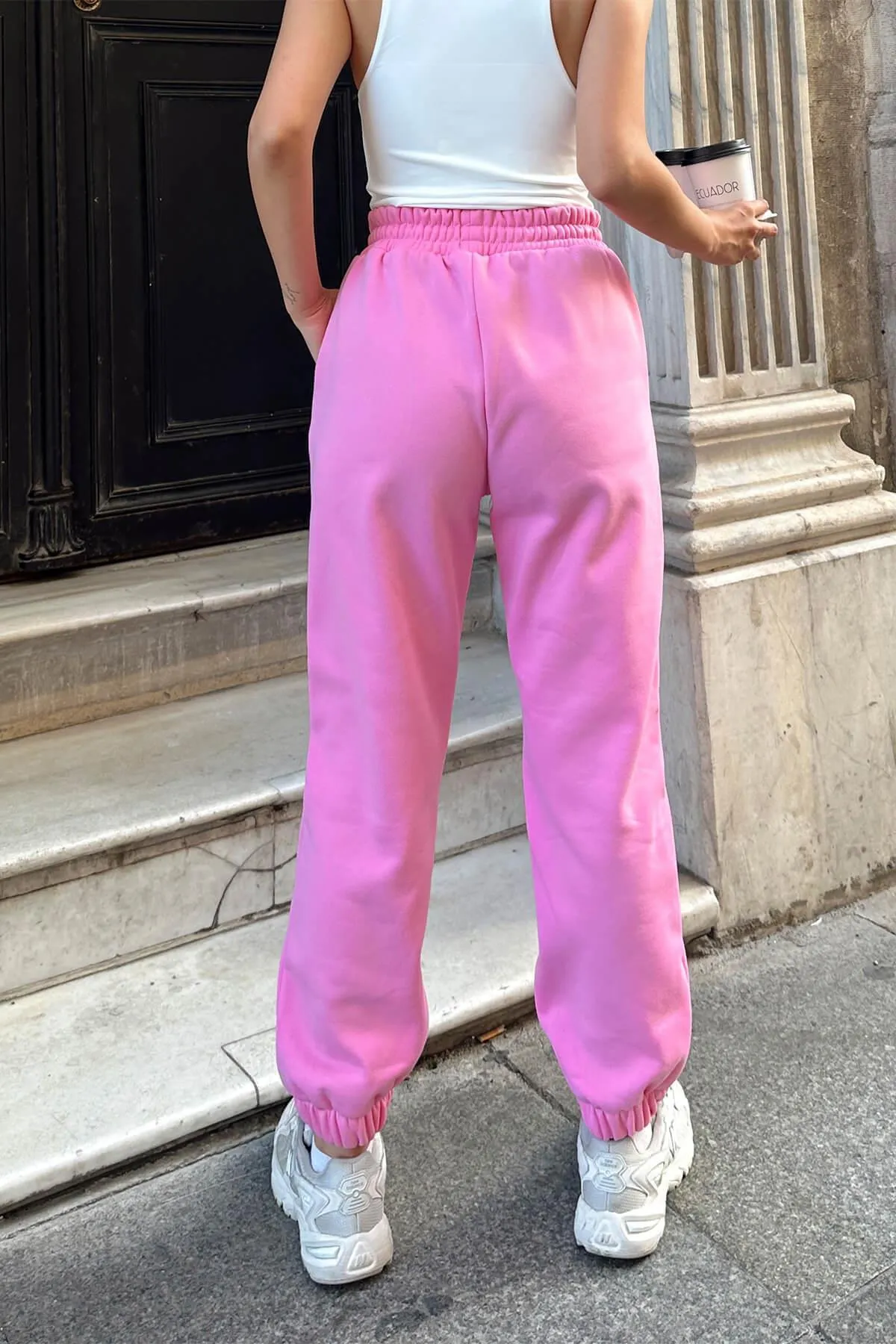 Swist  Rosa Damen-Jogginghose mit hoher Taille und elastischem Bund innen