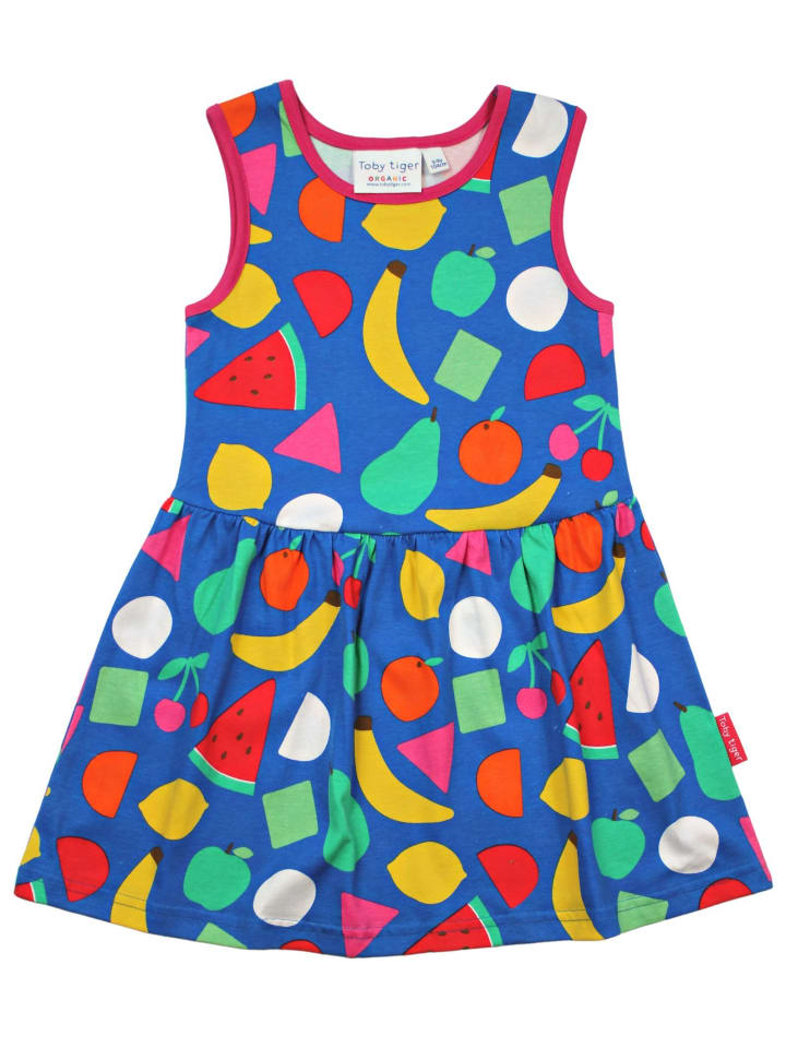 Toby Tiger Kinder Kleid mit Früchte Print in blau günstig kaufen