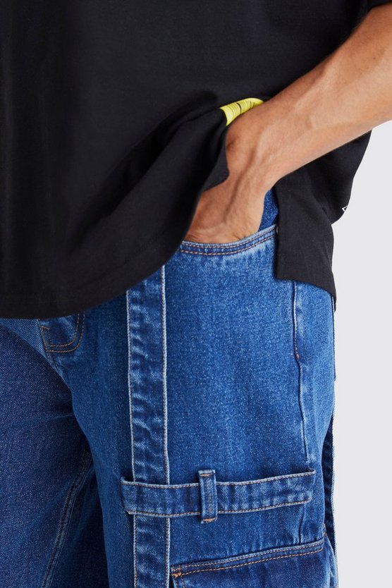 Lockere zerrissene Cargo-Jeans mit Riemchen-Detail