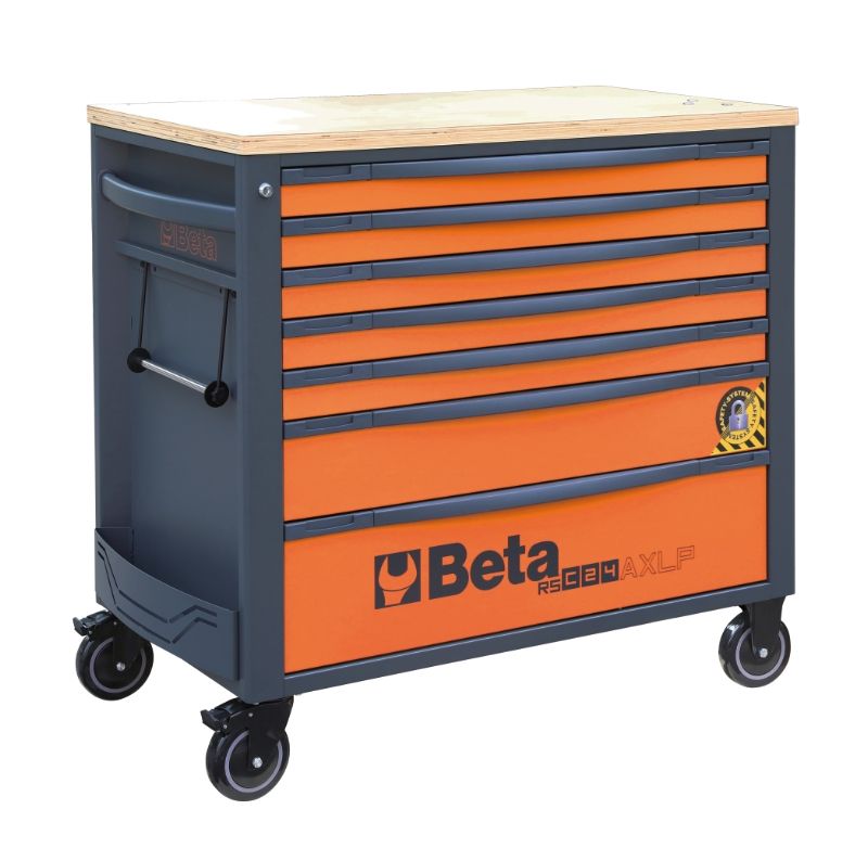 Carrello portautensili Beta 024004571 RSC24AXLP/7-O-Tool con 7 cassetti, colore arancione.