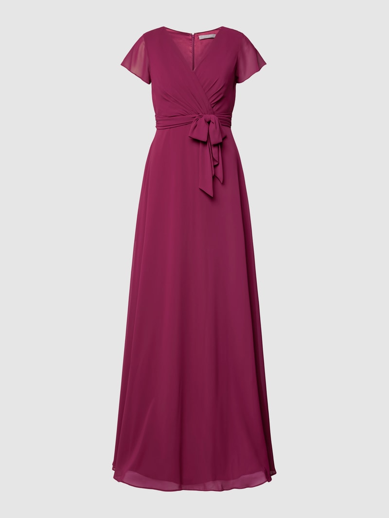 Abendkleid in Wickel-Optik in kirschrot