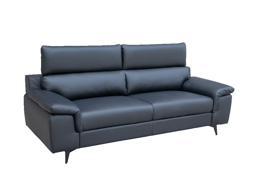 Happy Home Sofa Set 2-teilig – Couchgarnitur in Schwarz, Lederoptik